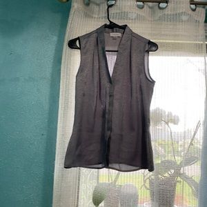 Calvin Klein, size small, woman’s metallic grey sleeveless top